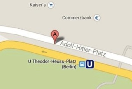 Плоштадот Адолф Хитлер оживеа на мапите на Гугл